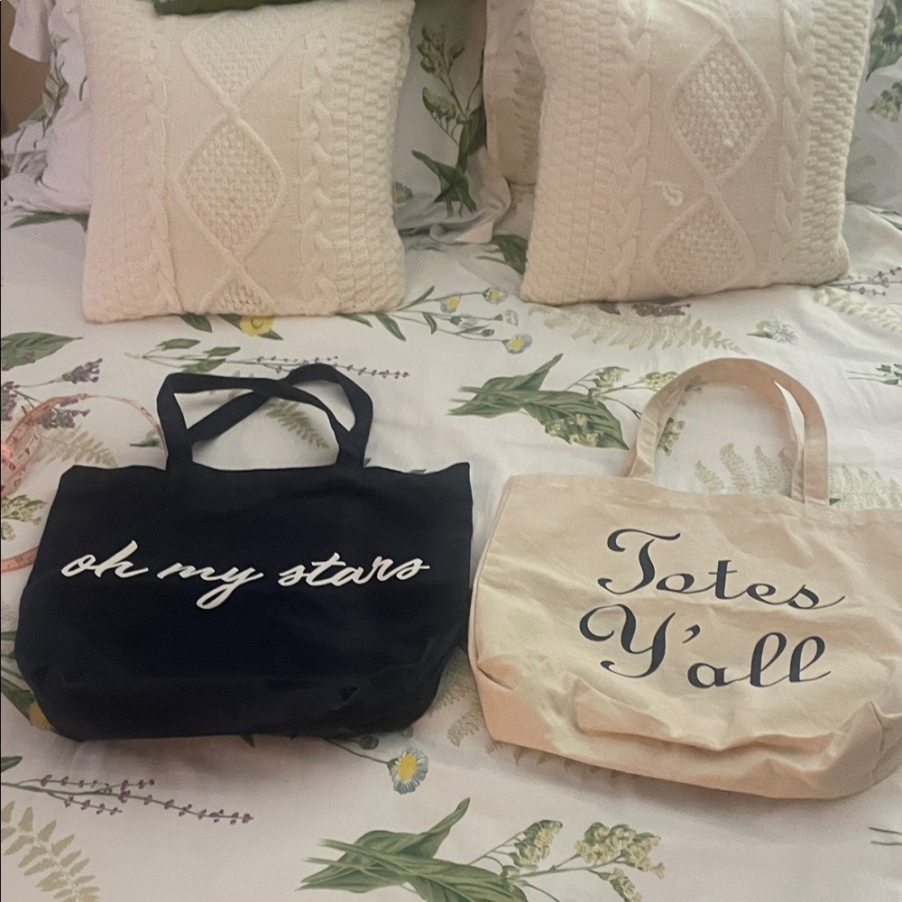 Two Draper JamesTote Bags “oh my stars” and “totes y’all”